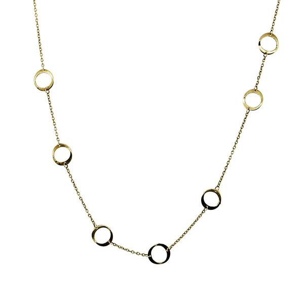 18kt yellow gold multi circle ladies chain necklace