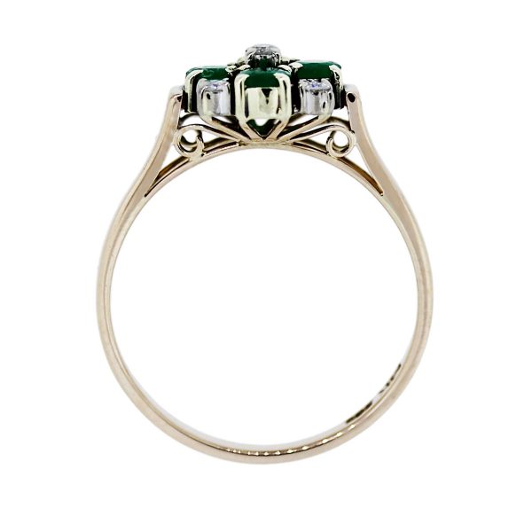 Yellow Gold Diamond and Emerald Ring