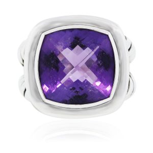 White Gold Diamond Amethyst Ring