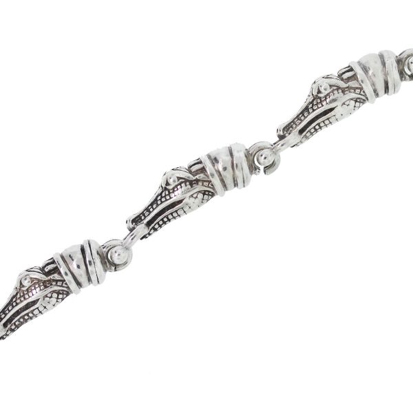 This Barry Kieselstein Sterling Silver 5 Station Alligator Toggle Bracelet is so cool!