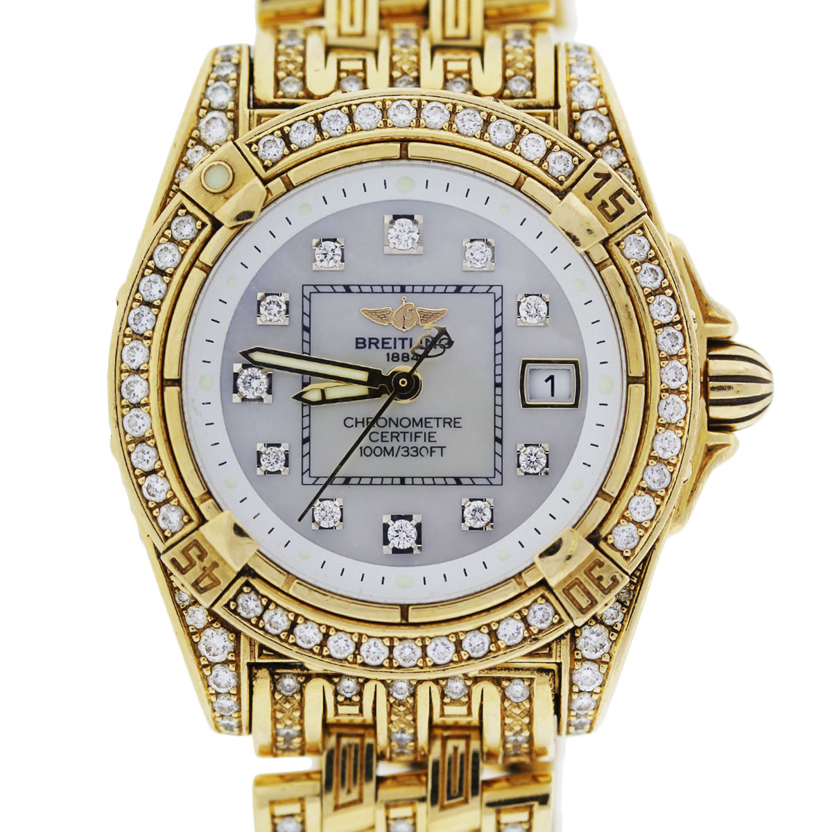 Breitling 18k Yellow Gold Lady Cockpit Diamond Watch k7135663