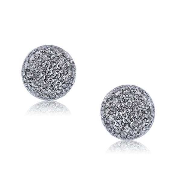 You are Viewing these White Gold Pave Set Diamond Button Earrings!