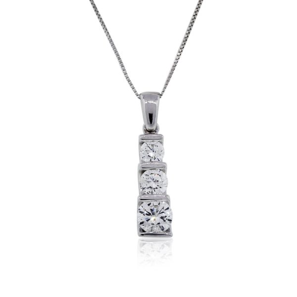 You are viewing this White Gold Three Stone Diamond Necklace!