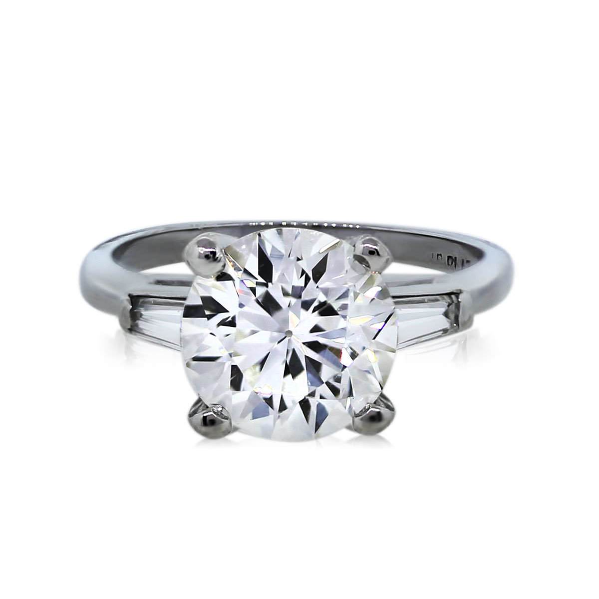 Platinum GIA Certified 1.95ct Round Brilliant Diamond Engagement Ring