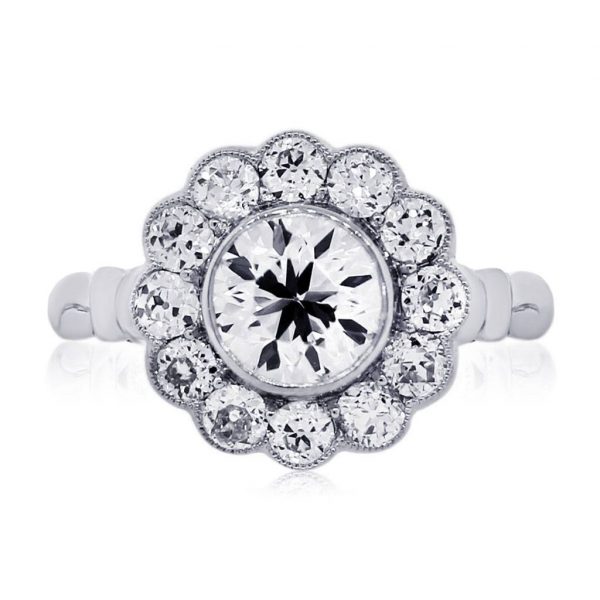 Floral diamond engagement ring