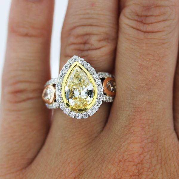 Pear Shaped Yellow Diamond Engagement ring