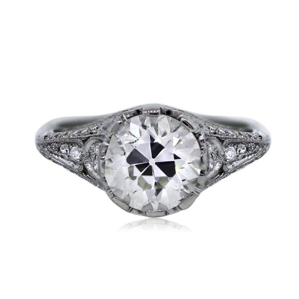 Platinum 2.10ct Old European Cut Diamond Engagement Ring