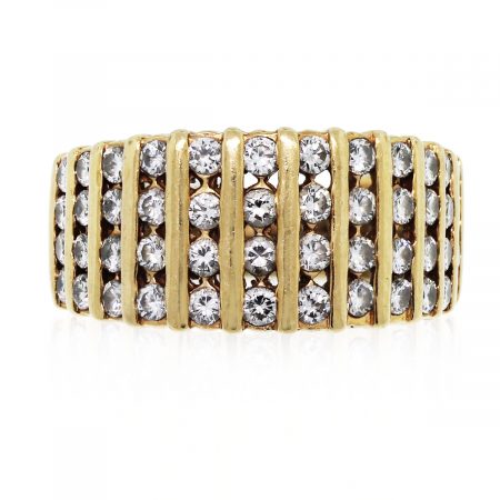 Have you seen this 14k Yellow Gold Diamond Ribbed Band Ring?