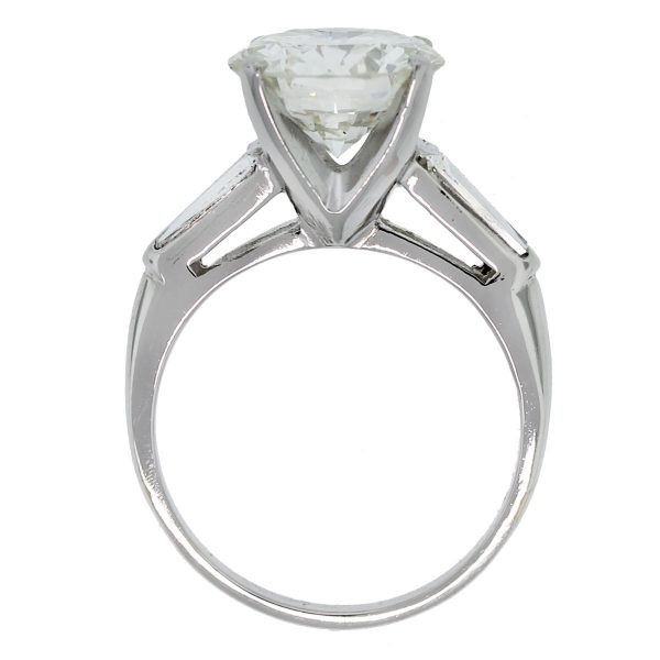 Check out this Platinum EGL Certified Round Brilliant & Baguette Diamond Engagement Ring!