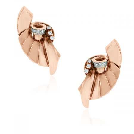 You are Viewing these Gorgeous Rose Gold and Diamond Fan Earrings!