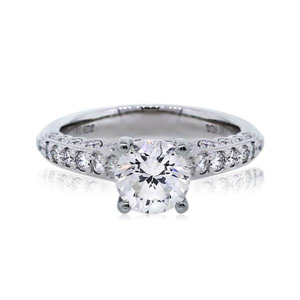 Round Brilliant Solitaire engagement ring on a diamond band