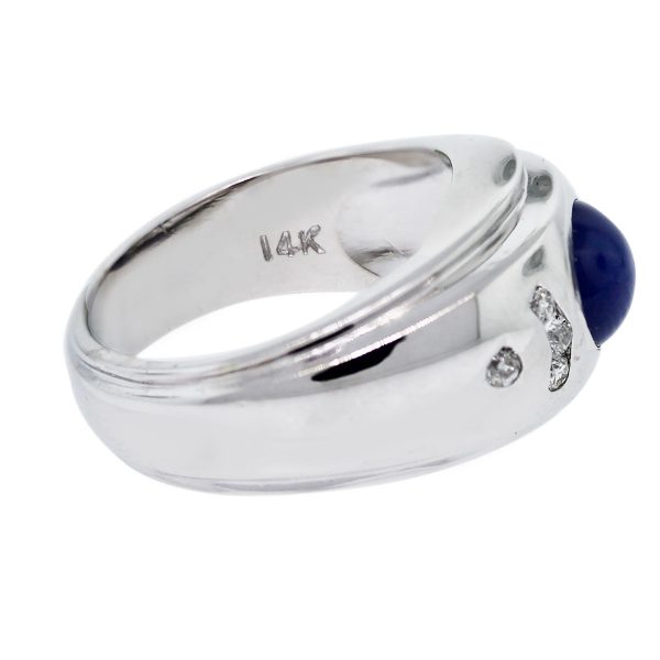 Check out this gorgeous 14k White Gold Linde Star Sapphire and Diamond Men's Ring