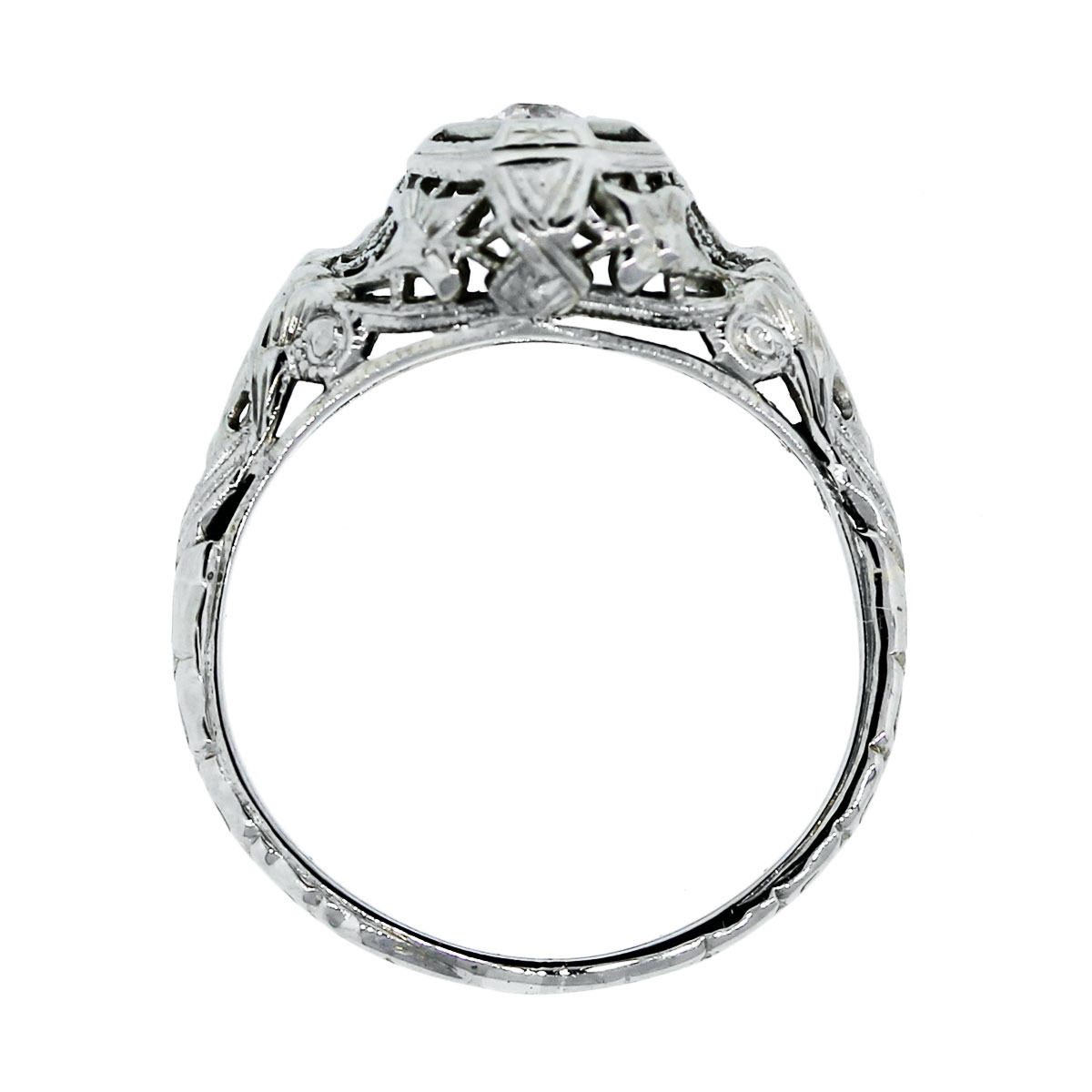Vintage 18k White Gold Old European Cut Diamond Engagement Ring ...