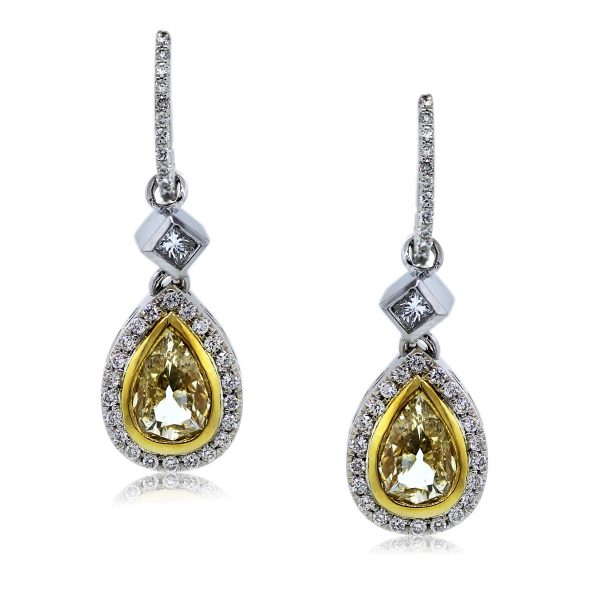 You are Viewing These Stunning Fancy Yellow Diamond Drop Dangle Earrings !