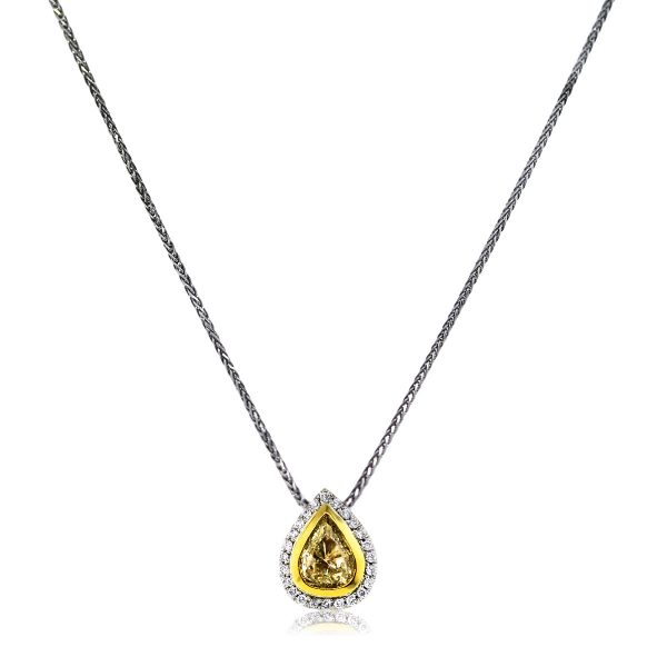 1.02ct Fancy Yellow Pear Shape Diamond Pendant Necklace