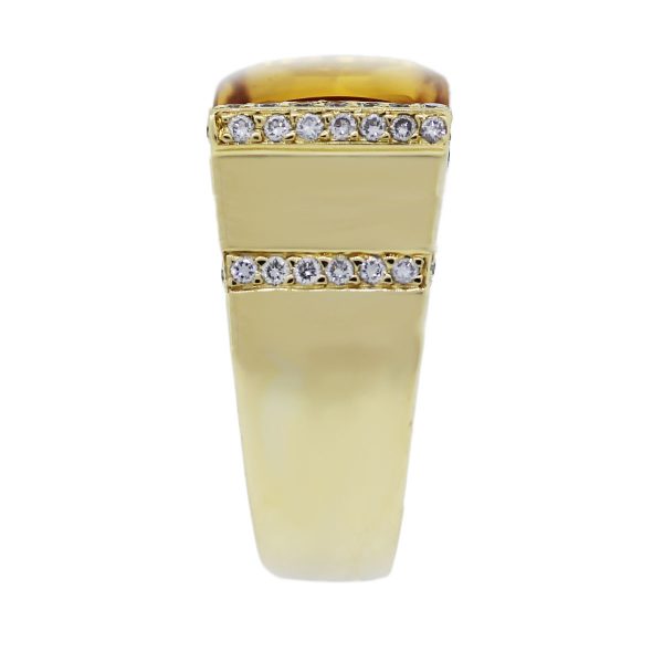 18k Yellow Gold Radiant Citrine and Diamond Ring