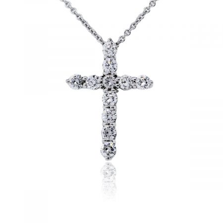 You are viewing this 18k White Gold Diamond Cross Pendant Chain Necklace!