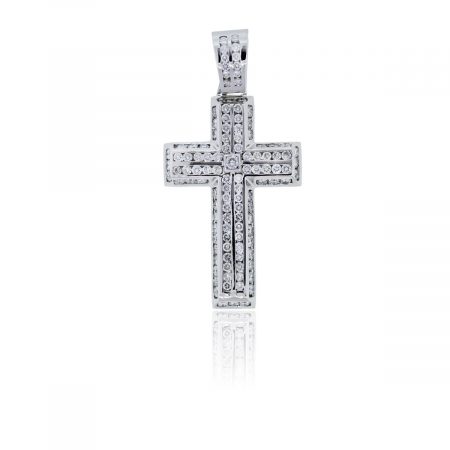 You are viewing this 14k White Gold, 6.50 Carat Diamond Pave Cross!