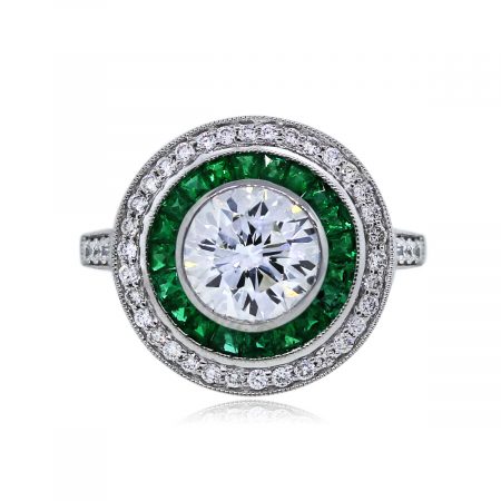 You are Viewing this Stunning 1.53ct Emerald and Diamond Engagement Ring!