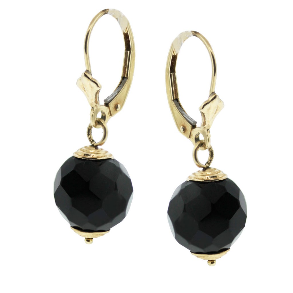 Have you seen these 14k Yellow Gold Onyx Ball Dangle Earrings?
