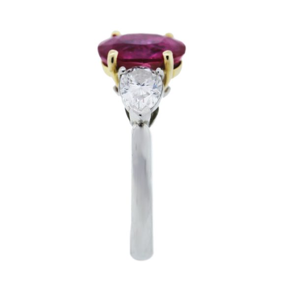 Pink Sapphire Platinum 3 Stone Ring