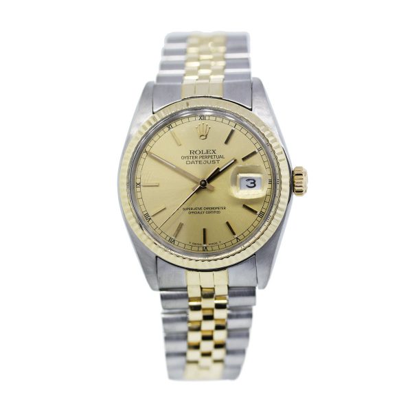 Rolex Datejust Champagne Dial Two Tone Mens Watch
