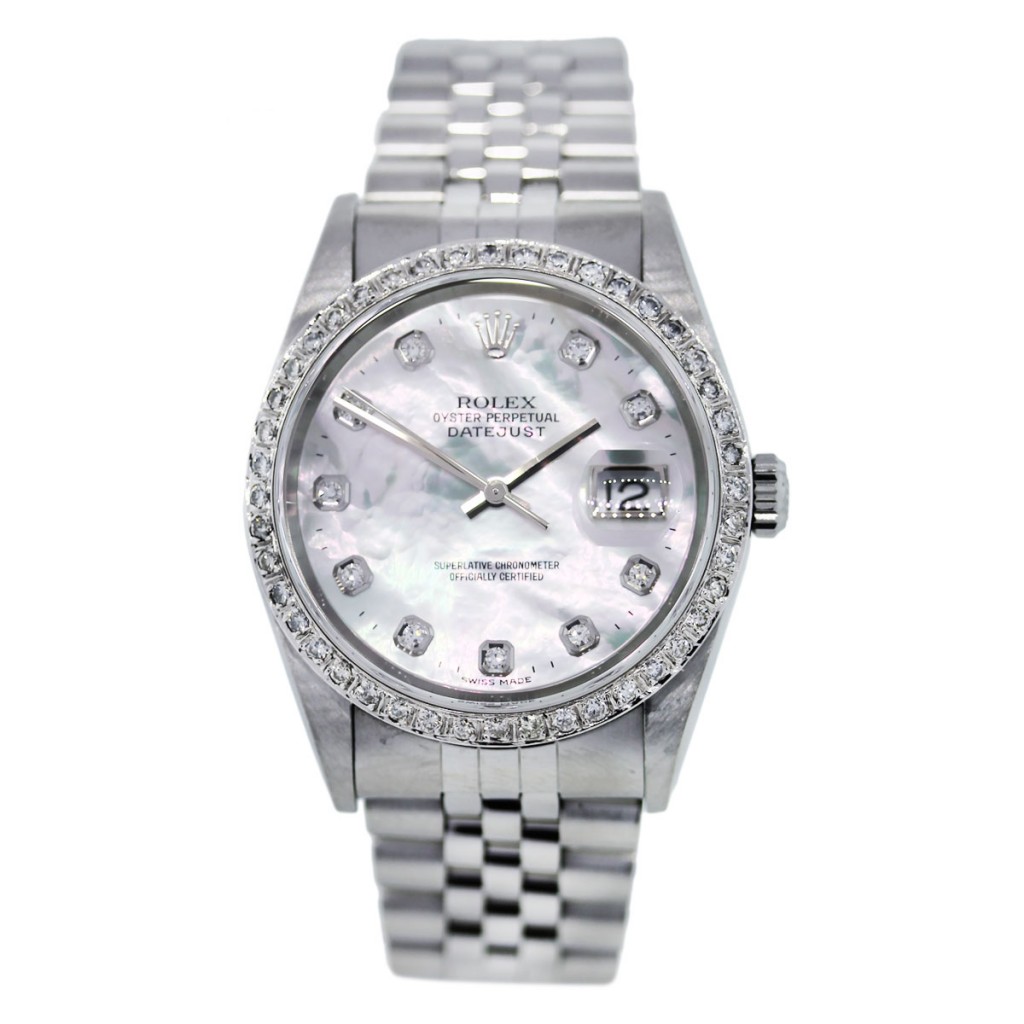 Rolex Datejust 16234 Mother of Pearl Diamond Dial Mens Watch