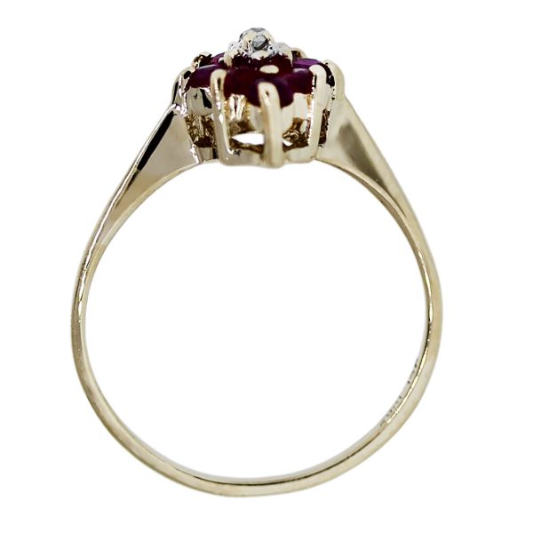 10k Yellow Gold Ruby and Diamond Cluster Ring