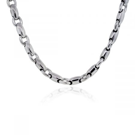 You are viewing this 14K White Gold Barrel Chain Link Mens Necklace!