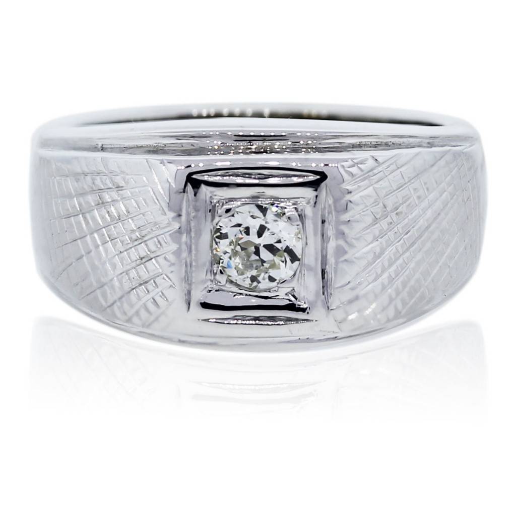You are viewing this 14K White Gold and Diamond Gents Ring!