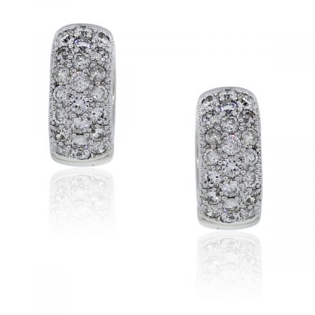 You are viewing these 14k White Gold, 1.26ctw of Pave Diamond Huggie Earrings!