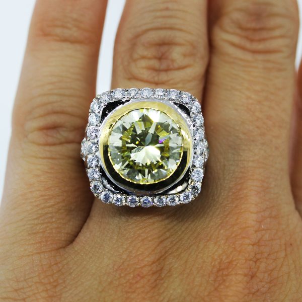 Model Wearing Yellow Diamond Ring