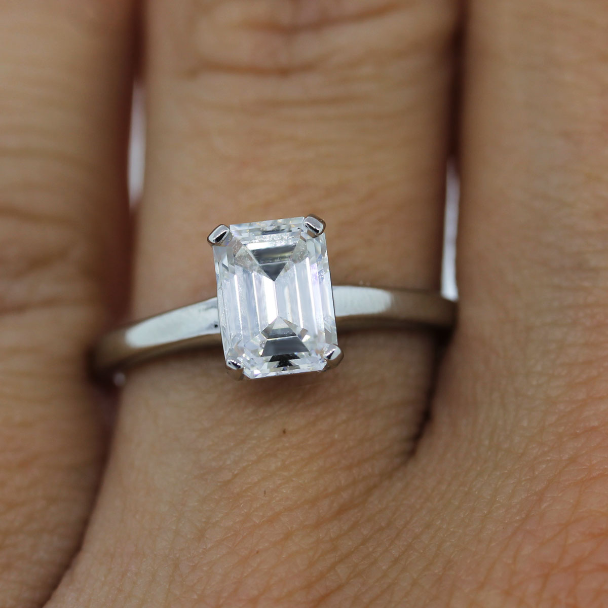 Platinum GIA Certified 1.18ct Emerald Cut Solitaire Engagement Ring