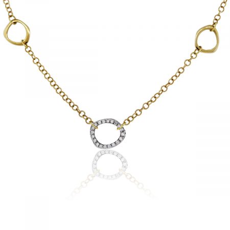 Roberto Coin Two Tone Circles With Diamonds Opera Necklace!