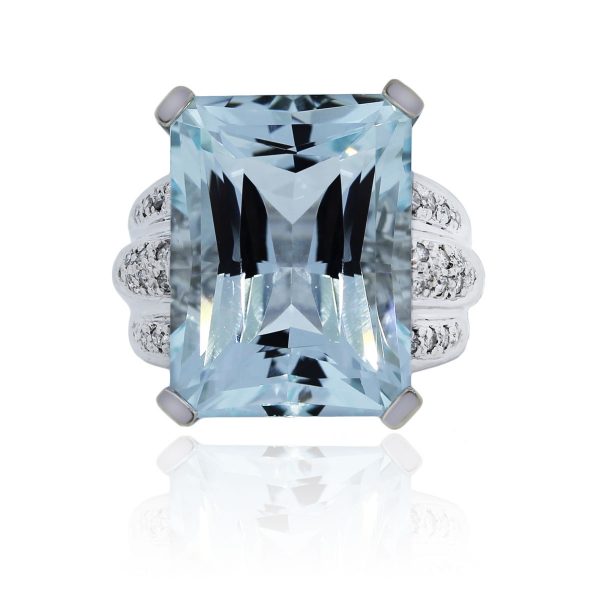 You are viewing this Radiant Cut Aquamarine & Diamond Cocktail Ring!