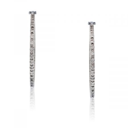 You are viewing these 14k White Gold Inside Out Diamond Hoop Earrings!