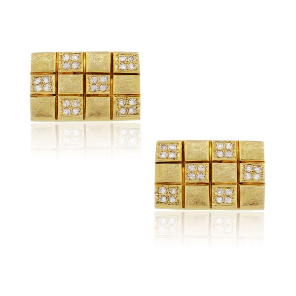 You are viewing these 14k Yellow Gold 1ctw Round Brilliant Diamond Mens Cufflinks!