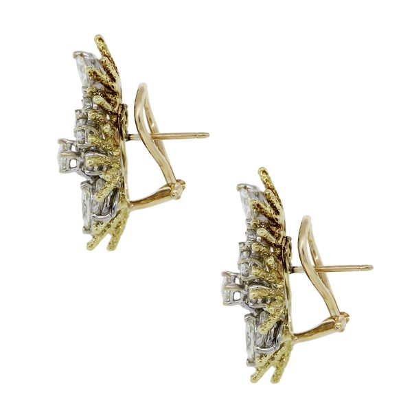 14k Gold Diamond Cluster Earrings