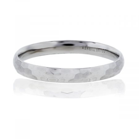You are viewing this 14k White Gold Handmade Hammered Wedding Band Men's Ring!