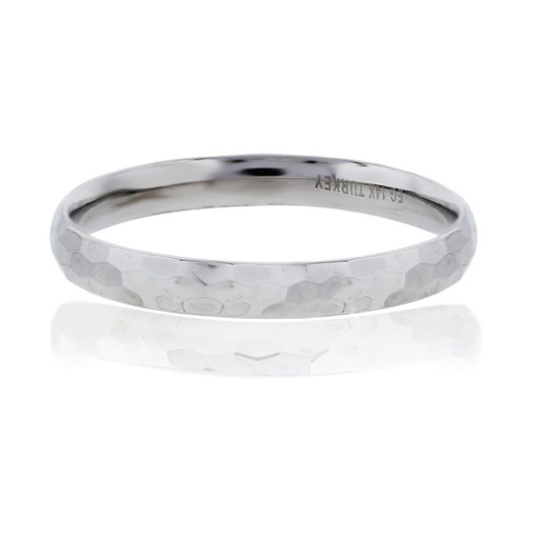 You are viewing this 14k White Gold Handmade Hammered Wedding Band Men's Ring!
