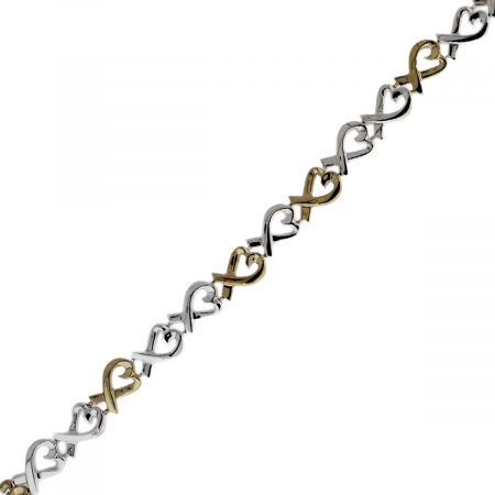 Tiffany & Co. Loving Hearts 18k Gold Sterling Silver Two Tone Bracelet!