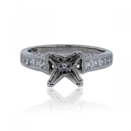 You are viewing this 18k White Gold Princess Cut Round Cut Diamond Mounting!