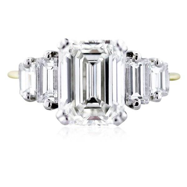 5 stone emerald cut diamond engagement ring