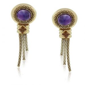 Amethyst cabochon estate earrings