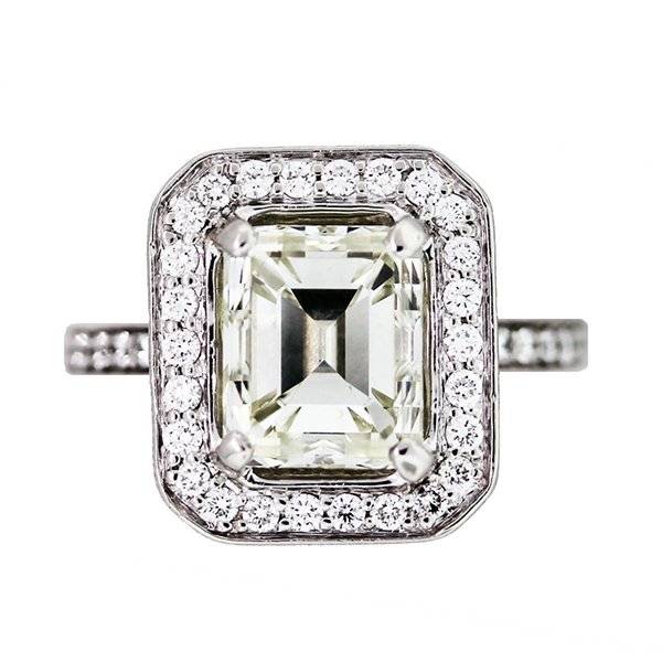 Emerald Cut Halo Engagement Ring in Boca Raton