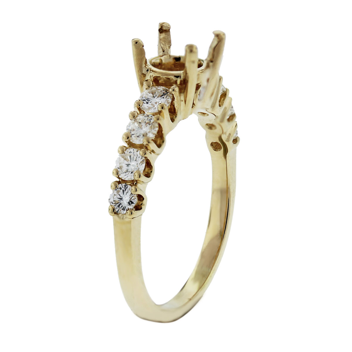 18k Yellow Gold 4 Prong Diamond Accent Engagement Ring Mounting 1891