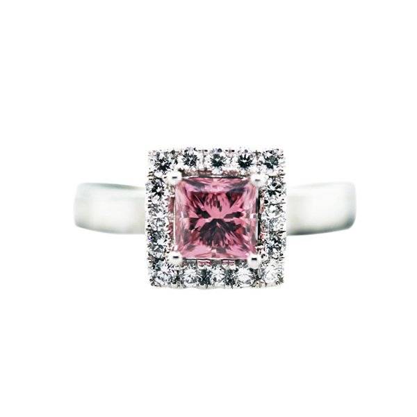 Pink Diamond Halo Ring