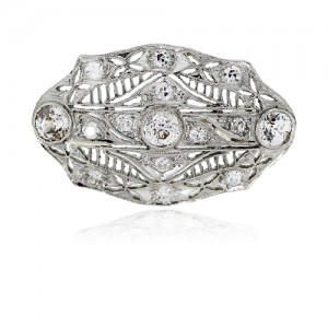 Platinum Antique Old European Cut Diamond Pin