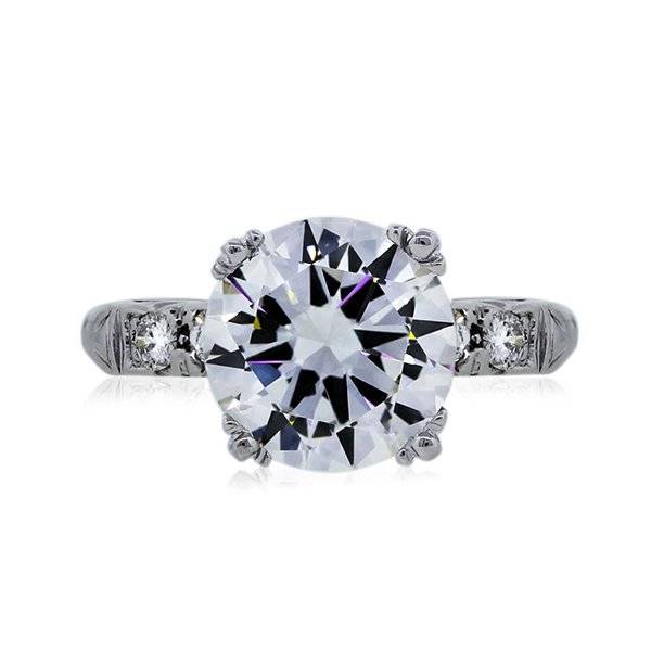 Platinum GIA 2.74ct Round Brilliant Diamond Solitaire Engagement Ring