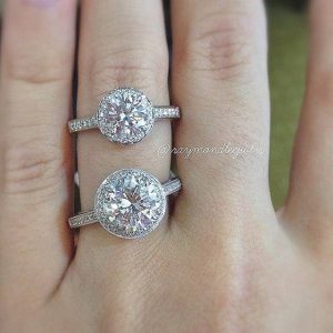 2 carat round diamond halo ring